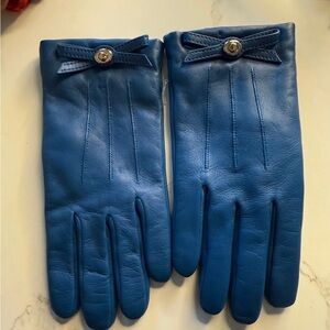COACH unused y2k blue leather gloves 6.5/7
